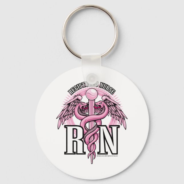 RN Pink Caduceus Keychain (Front)