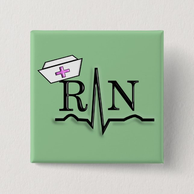 RN QRS Nurse Cap Design Button (Front)