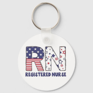 RN Registered Nurse 4th of July Subtle American Keychain