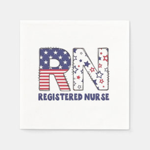 RN Registered Nurse 4th of July Subtle American Napkins