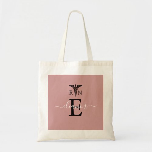 RN Registered Nurse Blush Pink Monogram Tote Bag