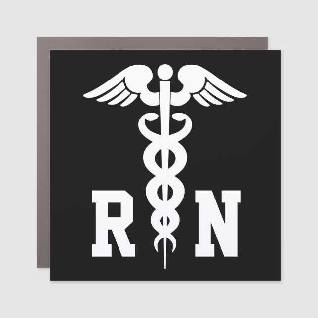 RN Registered Nurse Caduceus Medical Symbol Car Magnet (Front)