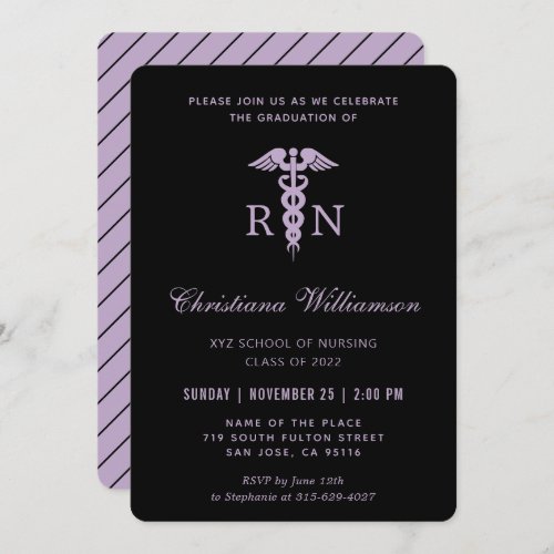 RN Registered Nurse Caduceus Minimalist Graduation Invitation