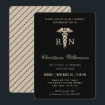 RN Registered Nurse Caduceus Minimalist Graduation Invitation<br><div class="desc">RN Registered Nurse Caduceus Minimalist Nursing School Graduation Invitations!</div>