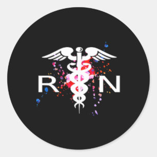 Rn Registered Nurse Caduceus Symbol Classic Round Sticker