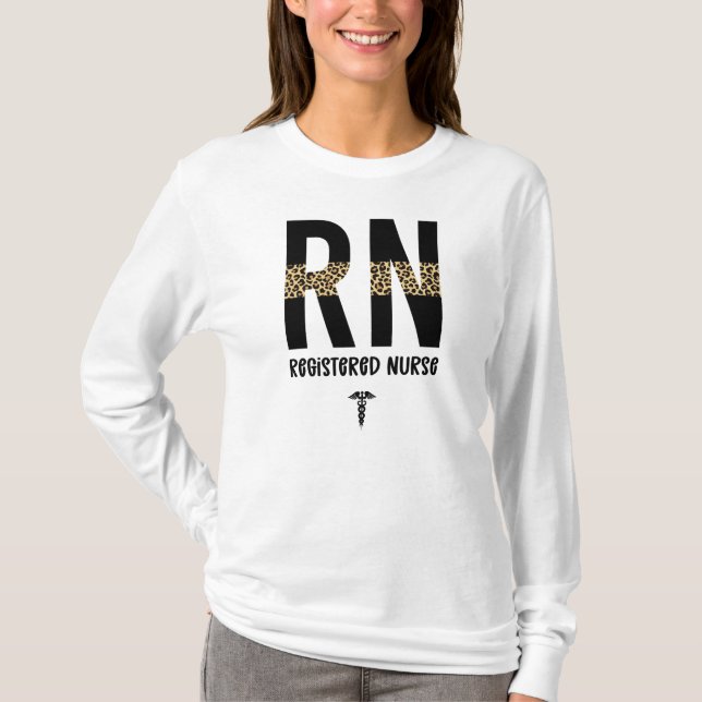 RN Registered Nurse Cheetah Nurse Graduation T-Shirt (Front)