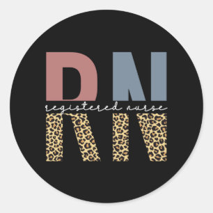 RN Registered Nurse Cheetah Print Graduation Classic Round Sticker