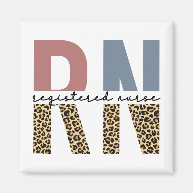 RN Registered Nurse Cheetah Print Nurse Graduation Magnet (Front)