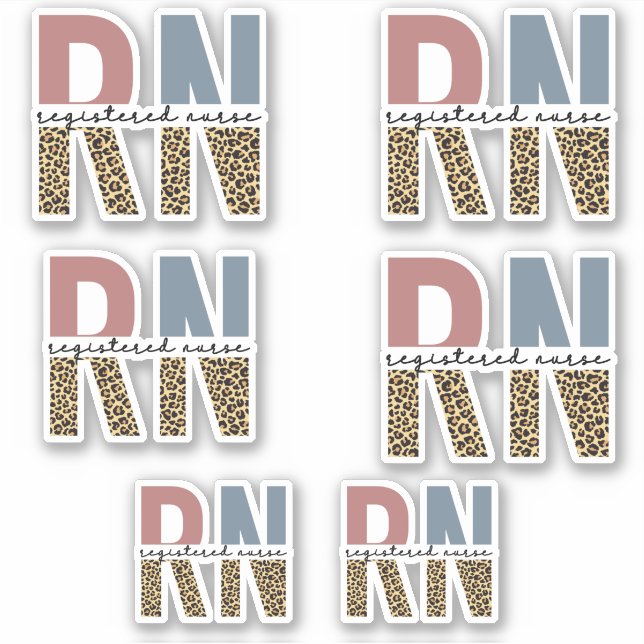 RN Registered Nurse Cheetah Print Nurse Graduation Sticker (Front)