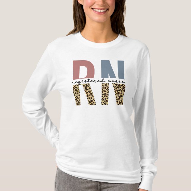 RN Registered Nurse Cheetah Print Nurse Graduation T-Shirt (Front)