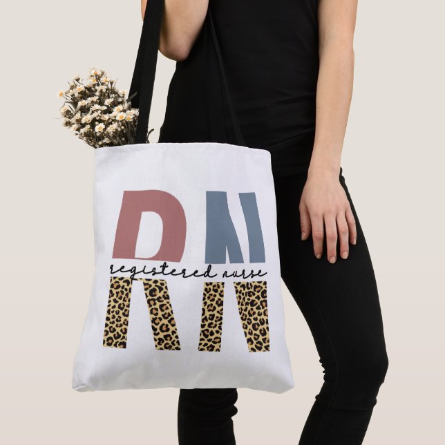 RN Registered Nurse Cheetah Print Nurse Graduation Tote Bag (Close Up)