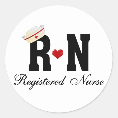 RN Registered Nurse Classic Round Sticker