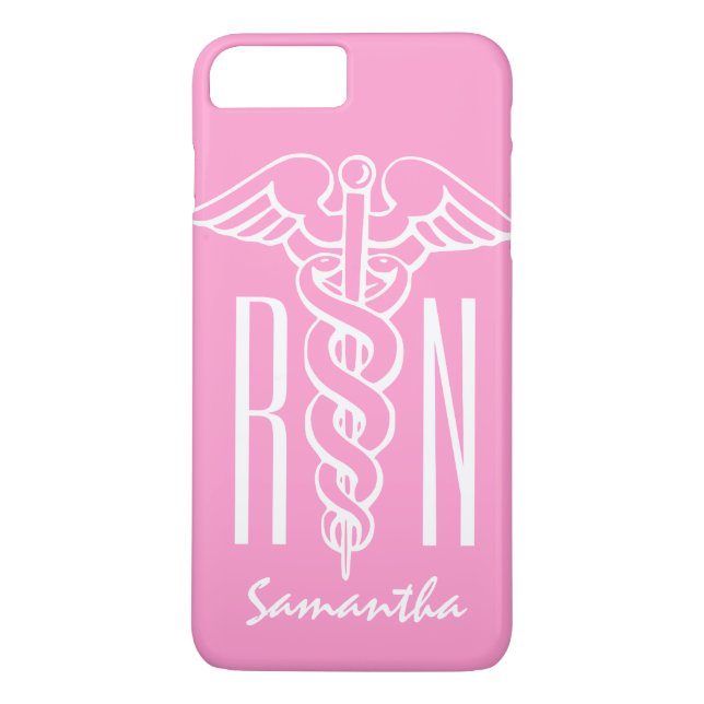 RN Registered Nurse Custom pink caduceus Case-Mate iPhone Case (Back)