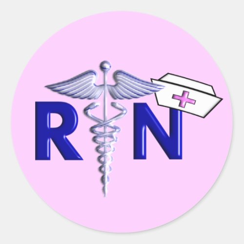 RN Registered Nurse Gifts_Embossed Style Classic Round Sticker