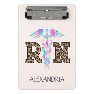 RN, Registered Nurse Leopard Mini Clipboard
