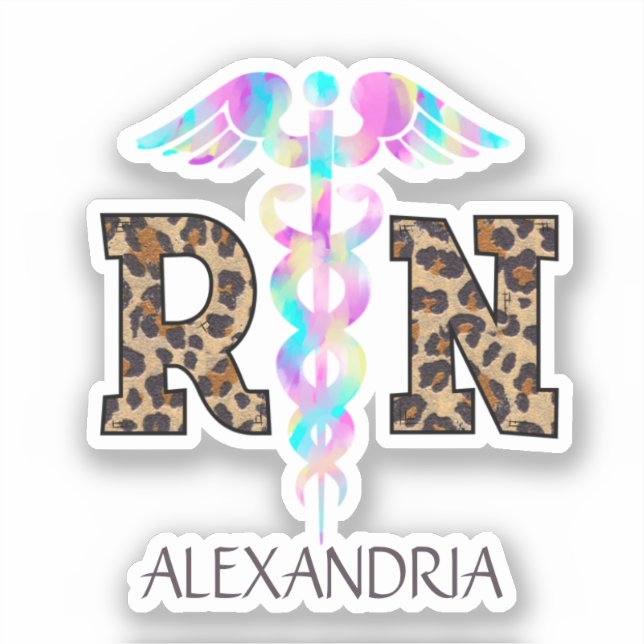 RN, Registered Nurse  Leopard Sticker (Front)