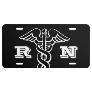 RN registered nurse medical caduceus symbol License Plate