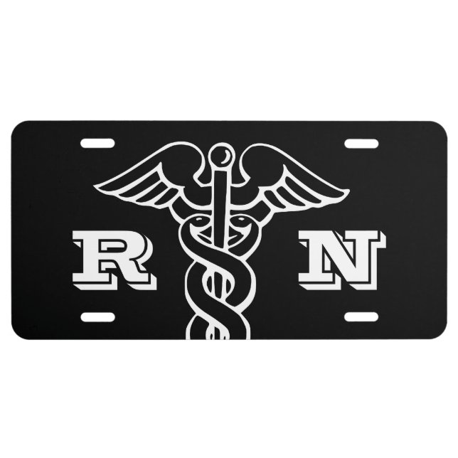 RN registered nurse medical caduceus symbol License Plate (Front)