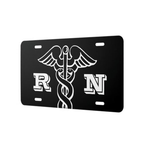 RN registered nurse medical caduceus symbol License Plate Zazzle