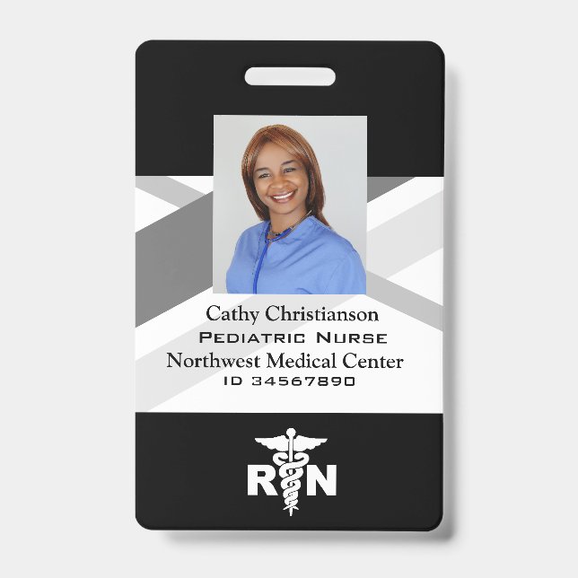 RN Registered Nurse Name Badge Scanner Code (Front)