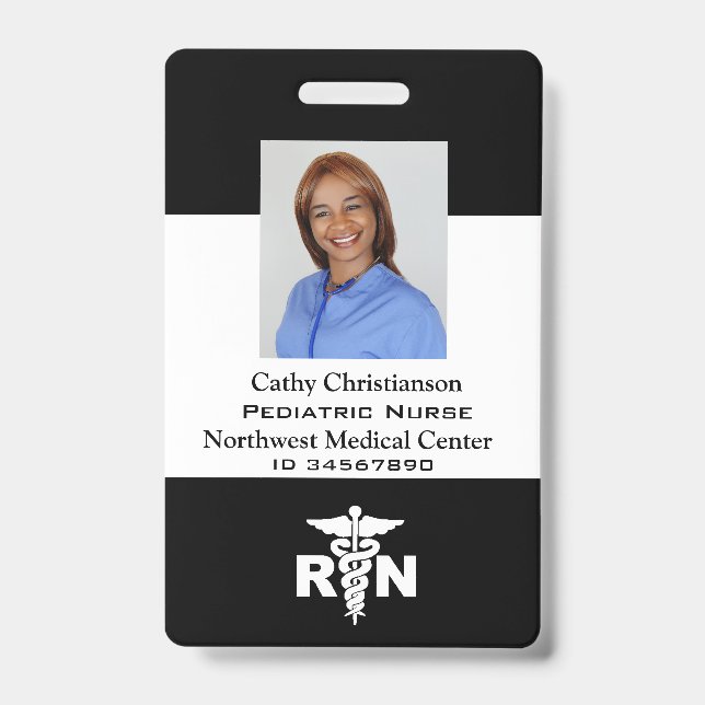 RN Registered Nurse Name Badge Scanner Code (Front)