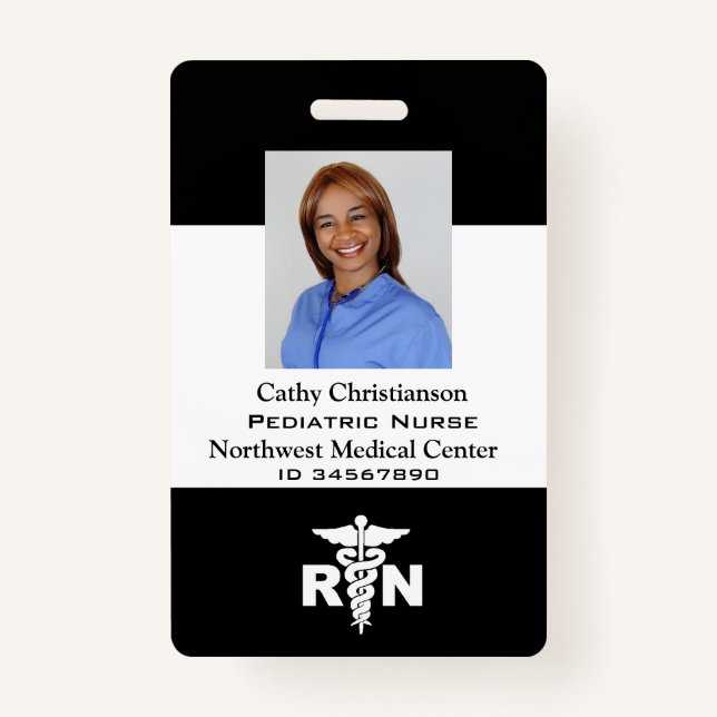 RN Registered Nurse Name Badge Scanner Code (Front)