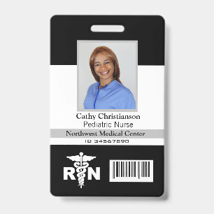 RN Registered Nurse Name Photo Badge Scanner Code