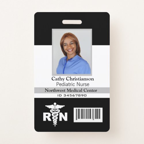 RN Registered Nurse Name Photo Badge Scanner Code