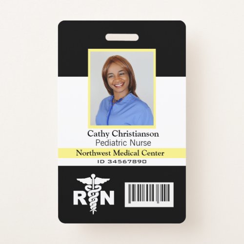 RN Registered Nurse Name Photo Badge Scanner Code