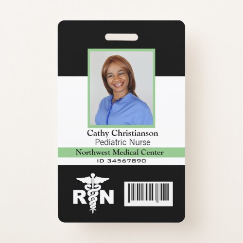 RN Registered Nurse Name Photo Badge Scanner Code