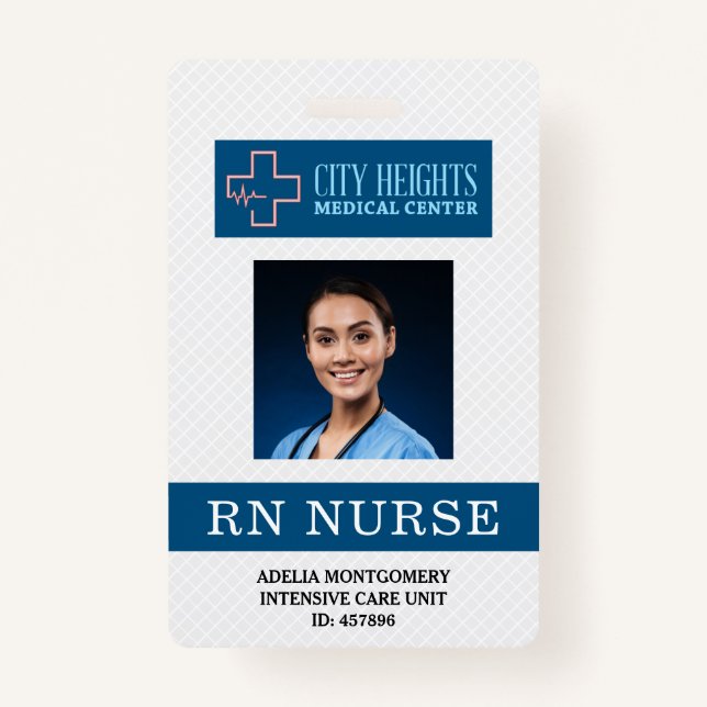 RN Registered Nurse Name Photo ID Hospital Logo Badge (Front)