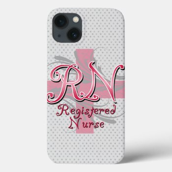 Rn Registered Nurse  Pink Cross Swirls Iphone 13 Case by NurseGifts at Zazzle
