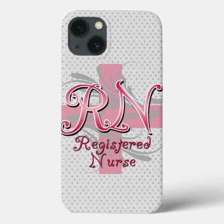 Rn Registered Nurse, Pink Cross Swirls Iphone 13 Case