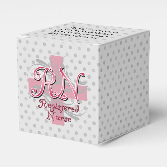 RN Registered Nurse, Pink Cross Swirls Favor Boxes (Front Side)