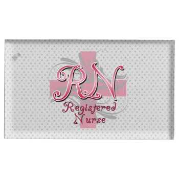Rn Registered Nurse  Pink Cross Swirls Table Card Holder by NurseGifts at Zazzle