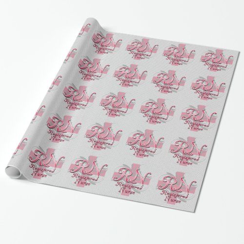 RN Registered Nurse Pink Cross Swirls Wrapping Paper