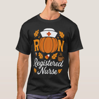 RN Registered Nurse Pumpkin Spice Fall Coffee Art T-Shirt