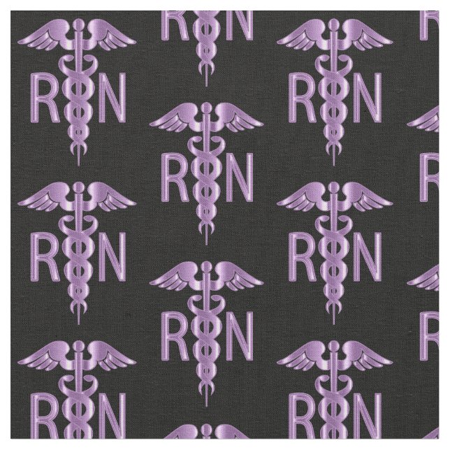RN Registered Nurse - Purple Pattern Fabric (Close Up)