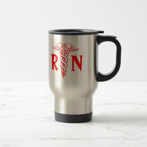 RN Registered Nurse travel mug with caduceus