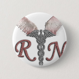 RN Registered Nurse with Angel Wings Pinback Button