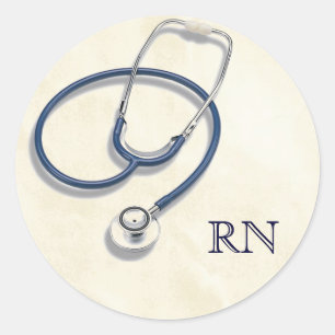 RN Registered Nurse With Stethoscope Classic Round Sticker