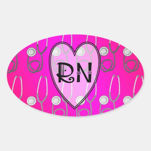 RN Stethoscope Design Oval Sticker