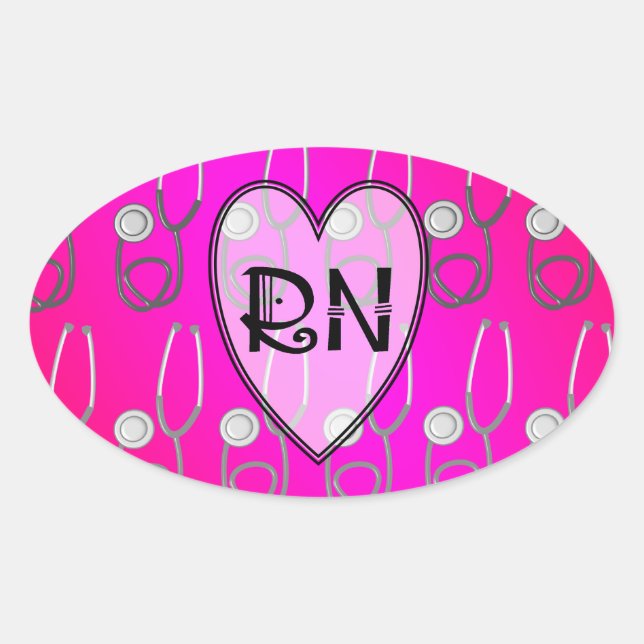 RN Stethoscope Design Oval Sticker (Front)