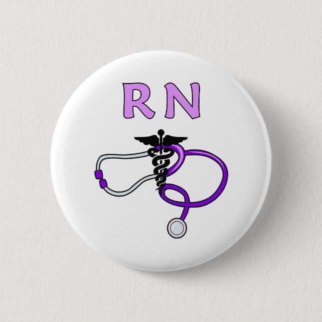 RN Stethoscope Pinback Button (Front)