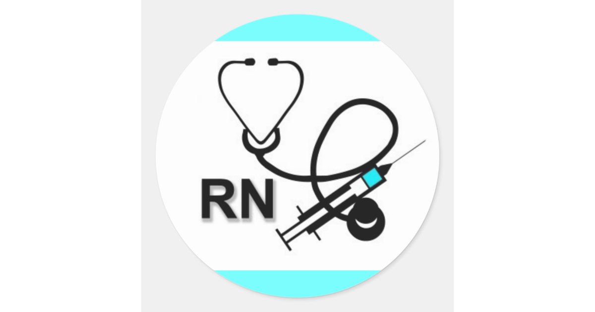 RN Sticker with Stethoscope and Injection needle Zazzle