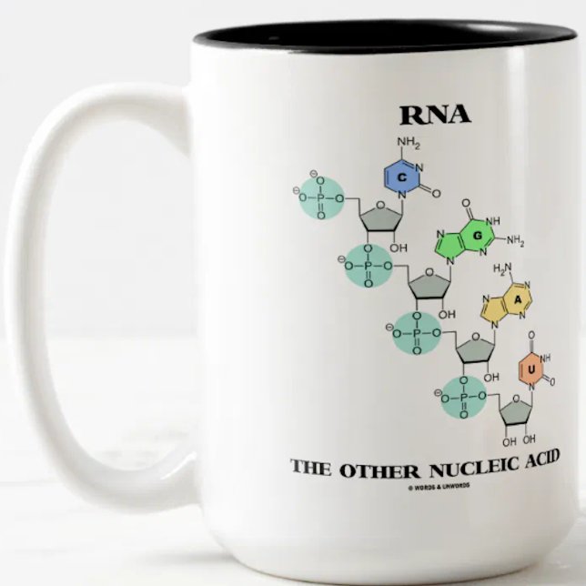 RNA The Other Nucleic Acid (Chemical Structure) Two-Tone Coffee Mug (Molecular biologists will enjoy this mug featuring "RNA The Other Nucleic Acid")