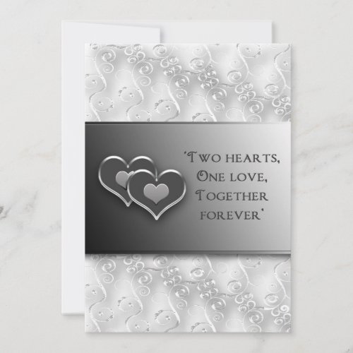 Rnewing Vows - Invitation/Two Hearts - Gray/Silver