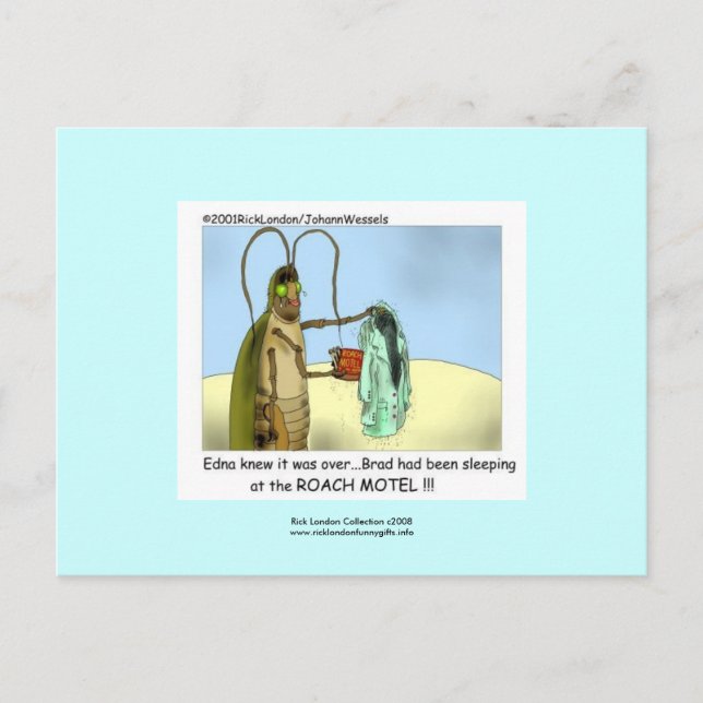 Roach Motel Funny Cartoon Post Card (Front)
