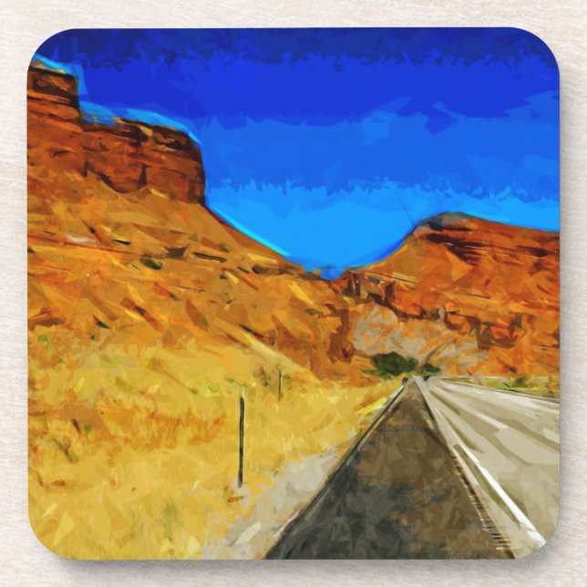 Road Along Side the Tetons Abstract Drink Coaster (Front)