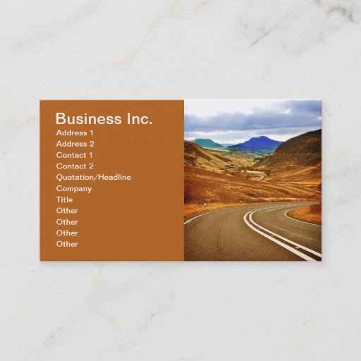 Customizable Road And Hills Dream Travel Business Brown Business Card